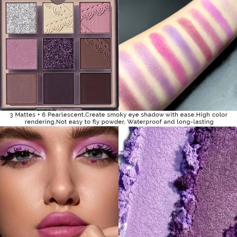 Палитра теней для век Purple Smokey Eye Shadow Palette из 9 цветов, высокопигментированные матовые и мерцающие тени для век, водостойкая, для создания потрясающего образа