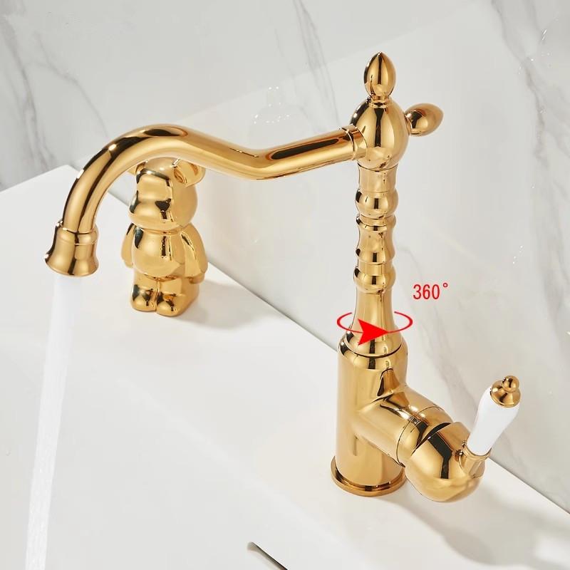 Tuqiu Antique Tall Torneiras смеситель для ванной комнаты золотой смеситель для раковины смеситель для раковины с одним отверстием смеситель для раковины горячий/холодный кран