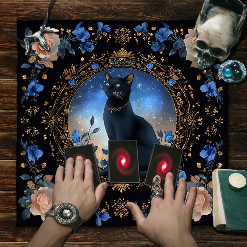 Кошки Цветочный Узор Карты Таро Скатерть для Стола Алтари Ткань Алтари Ткань Гадания Карта Скатерть Гобелен Легко Использовать