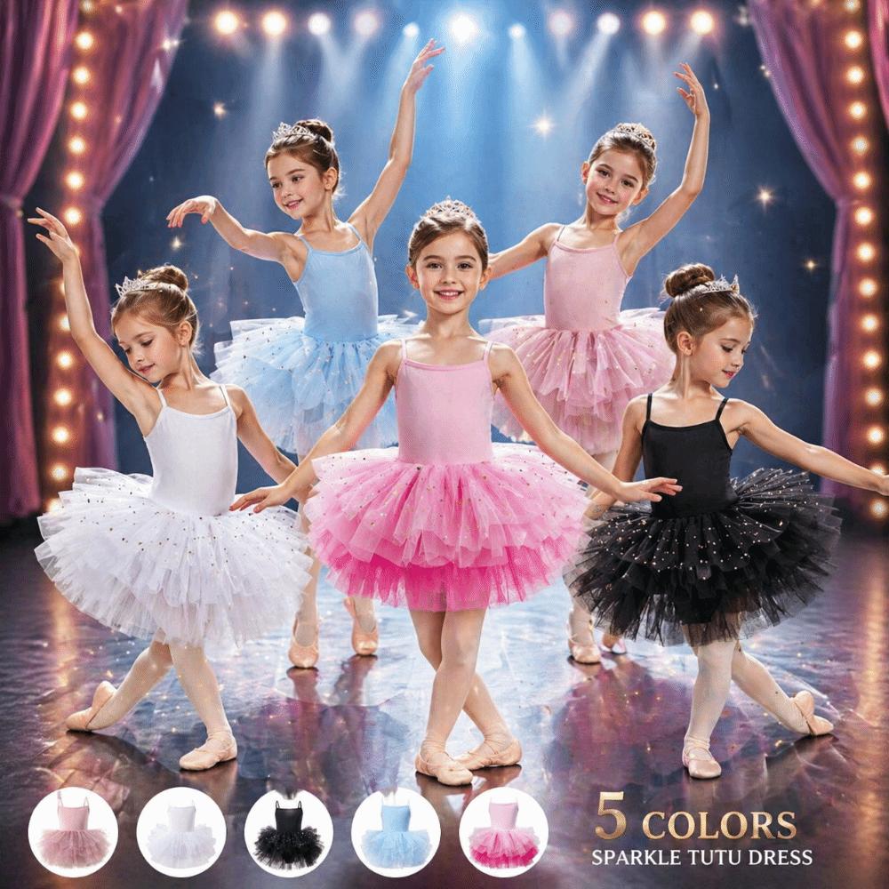 Sequin Ballet TuTu Dress Short Sleeve Ballet Performance Costume Baby Girl Ballet Skirt Gymnastic