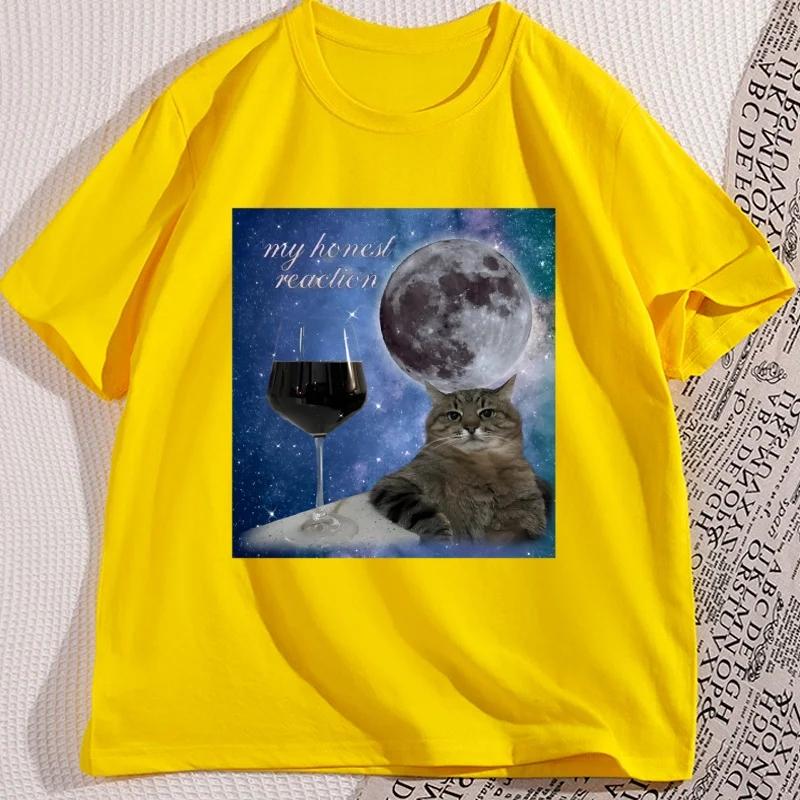 2026 Camisetas Divertidas Con Estampado De Gato Y Vino Para Hombre Camiseta Informal De Gran TamañoCamiseta Básica Holgada De
