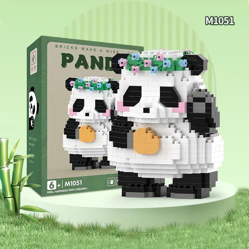 500PCS Creative Cute Mini Panda Building Blocks Micro Bricks Assemble Decoration Toy With Box Birthday Gift for Boys and Girls