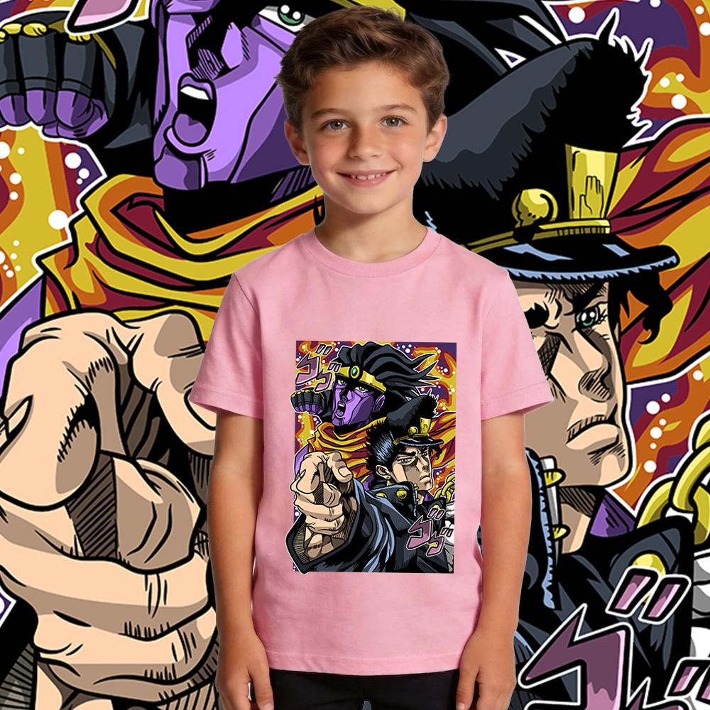 Kids Jojo Jotaro Anime Print T Shirt 100 Cotton Soft Casual Daily Wear Pullover Top for Boys and Girls