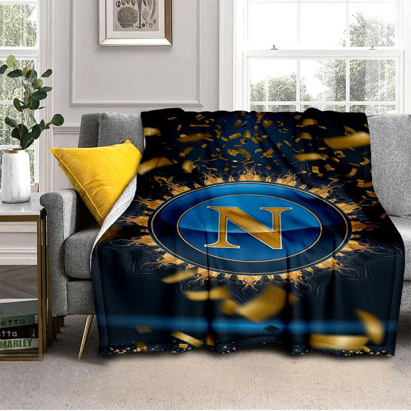 Napoli Football Club Emblem Blanket Outdoor Flannel Blanket for Camping, Hiking, Garden Parties, Picnic Essentials,gift for family and friends