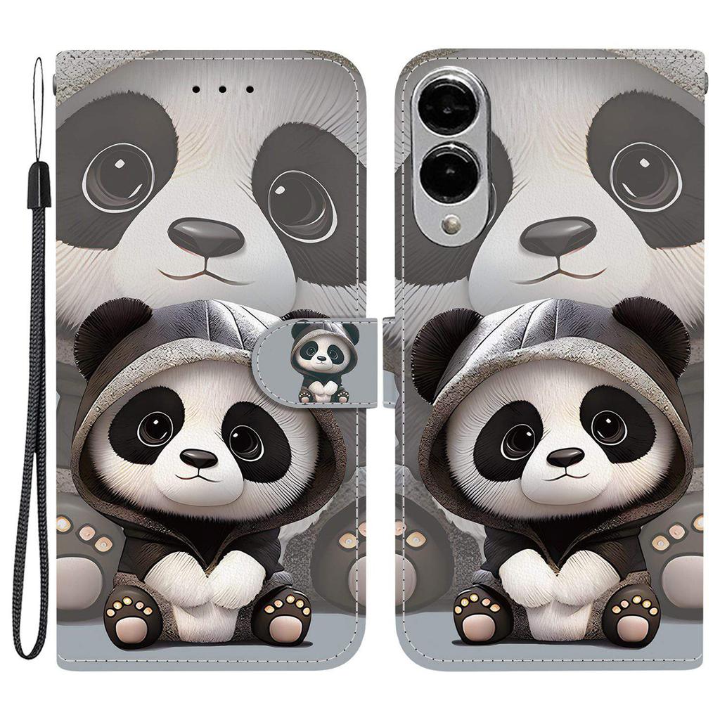 Для Samsung Galaxy S25 Edge Чехол-кошелек с принтом, кожаный чехол-подставка для телефона с ремешком