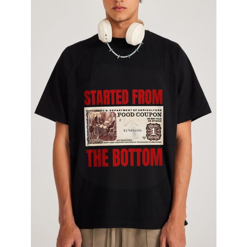 Белая футболка с принтом купона на еду и надписью Started From The Bottom для повседневной носки