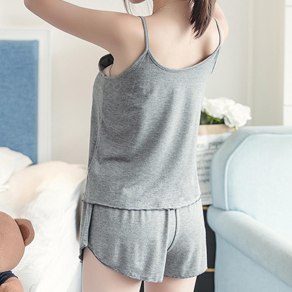 Женский мешковатый пижамный комплект без рукавов, однотонная ночная рубашка, костюмы на тонких бретельках, домашняя одежда