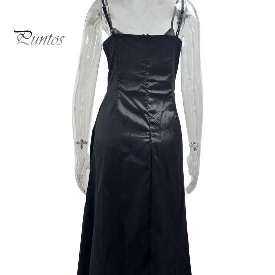 Женское вечернее платье с разрезом по бокам, плиссированное, с открытой спиной, облегающее платье макси на тонких бретельках, с глубоким вырезом, без рукавов, платье-комбинация А-силуэта для свадебного банкета