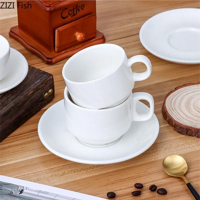 Однотонная керамическая кофейная чашка и блюдце, набор кружек для офиса, европейская парная чашка для послеобеденного чая, домашняя кухонная посуда для питья
