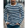 Retro Striped Graphic Long SLeeve Men's T-shirts Simple Fashion Casual Spring Autumn 3D Printed T-shirts