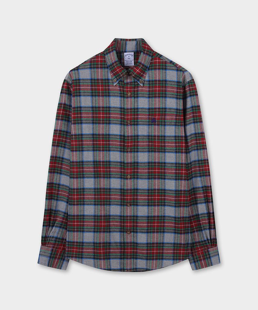 BROOKS BROTHERS Фланелевая спортивная рубашка в клетку тартан (серый) (Bbthmf3576Wef)