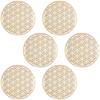 HAMILO Sacred Geometry Pattern Round Wooden Coasters, Set of 6