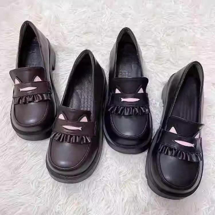 2025 New Jk Uniform High-heeled Mary Jane Small Leather Shoes Women's British Style Spring Platform Heightening Loafers