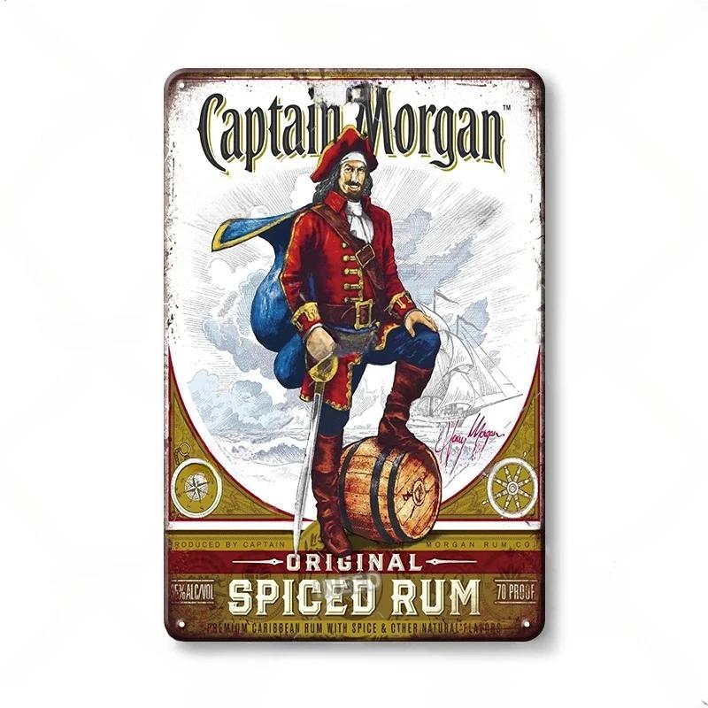 Винтажные жестяные знаки с ромом Captain Morgan, плакаты, настенный декор, ретро-металлический знак, Havana Club, Bacardi, Kraken, табличка, бар, кухня