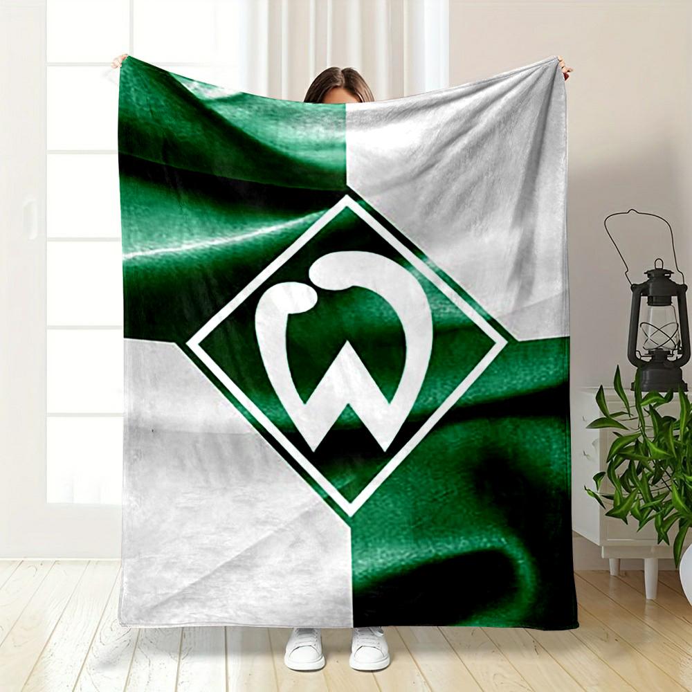 Green and White Diamond Emblem printed Flannel blanket for bedroom, living room, sofa, and nap