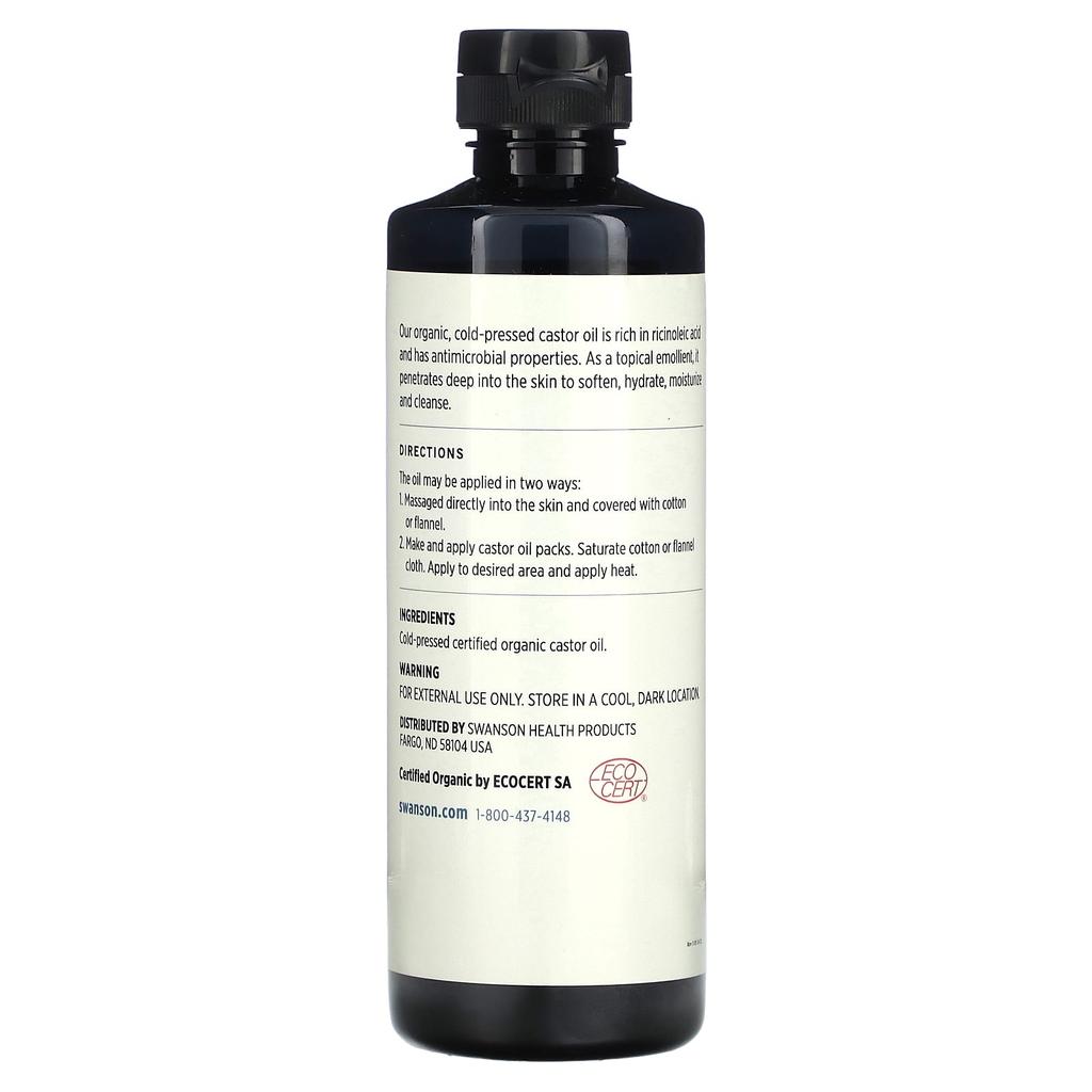 Certified Organic Cold Pressed Castor Oil, 473 Ml (16 Fl Oz)