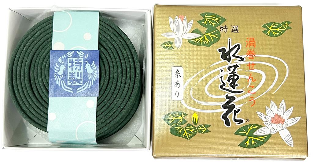 Awaji Baikondou Incense Sticks, Approximately 12 Hours, 14 Rolls, 7 Days, Hanging String, Special Selection Water Lotus Flower Spiral Incense Sticks,