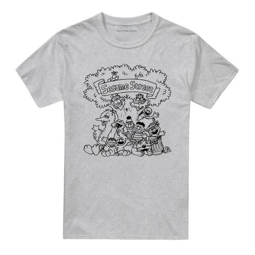 Sesame Street Unisex Adult Simple Street Group Shot T-Shirt
