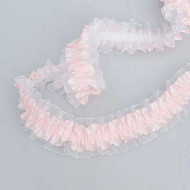 Элегантная двойная полиэстеровая эластичная лента прозрачный шифон кружево Лолита юбка аксессуары ручной работы сделай сам оборки кружева украшения для дома