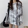 Plus Size Long Sleeve T-shirts Women Harajuku Tie-dye Autumn Loose Tops Teens Streetwear Y2k Sun-proof Clothing