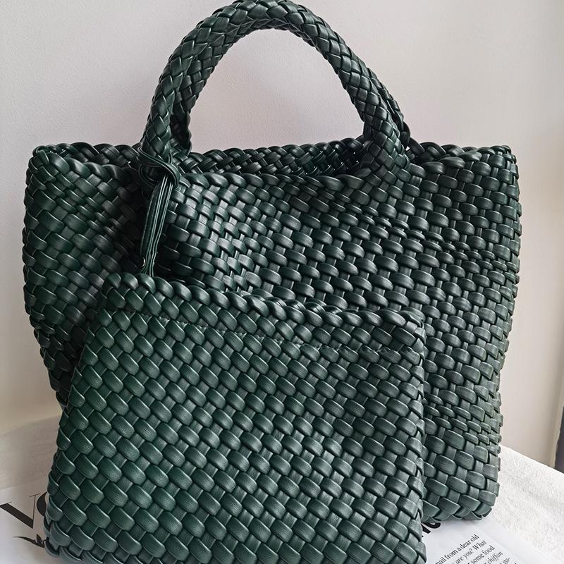 2025 Cross Border New Internet Celebrity Bag Hand Woven Tote Mother Bag Business Commuter PU Large Capacity Handbag