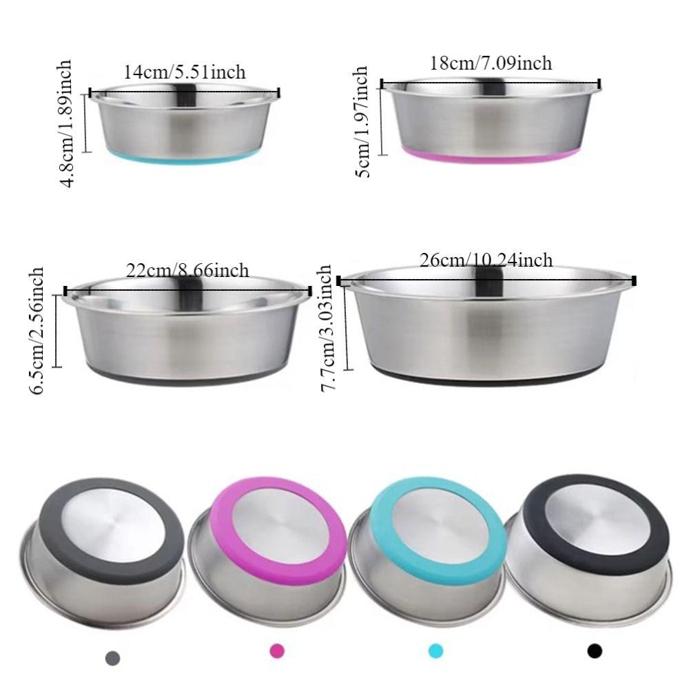 Silicone Bottom Cat Dog Bowls Stainless Steel Pet Feeders Practical Dog Basin Water