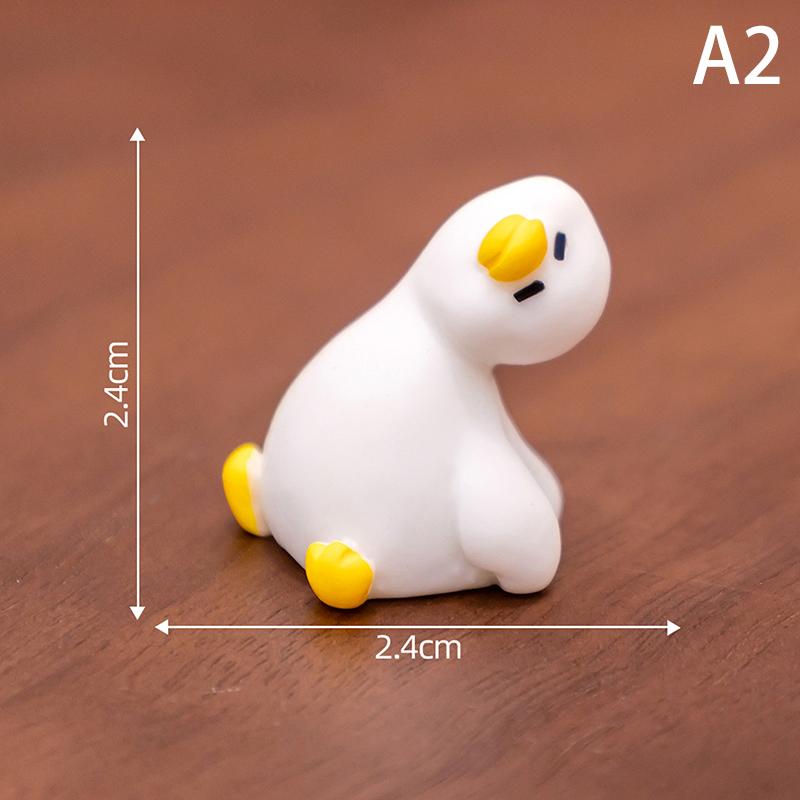 Miniatures Figurines Cute White Duck Animal Micro Landscape Ornaments For Home Desk Decoration Gardening Accessories