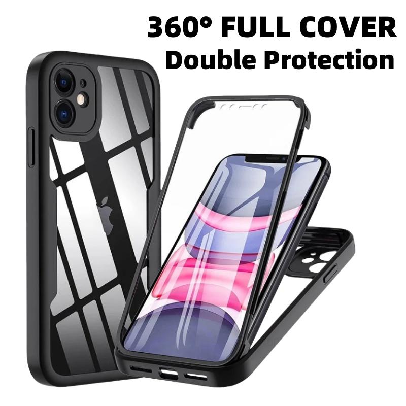 Роскошный чехол с полной защитой 360° для iPhone 16 15 14 Plus 13 12 Pro Max Двусторонний мягкий чехол для iPhone 11 X XR XS Max