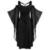 Women Plus Size Cool Solid Gothic  Lace Insert Butterfly Sleeve Dress
