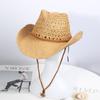 Western Cowboy Hat Foldable Hollow Raffia Hat for Men and Women Summer Beach Jazz Hat Knight Big Brim Sun Hat