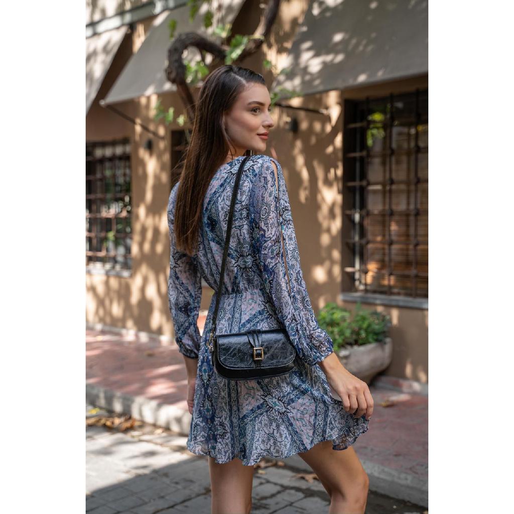 Black Women's Buckle Crossbody Bag