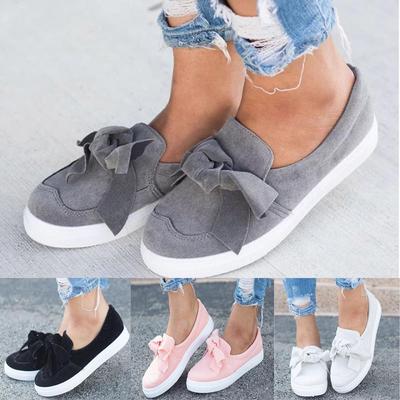 Женская модная летняя парусиновая обувь с бантом, женская повседневная обувь большого размера на плоской подошве с одной педалью