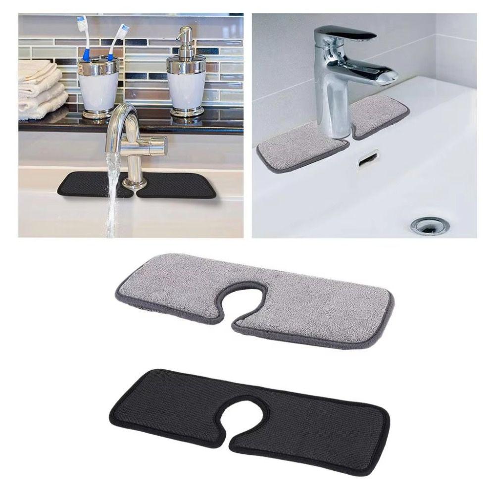 Wraparound Design Faucet Splash Catcher Microfiber Countertop Protector Bathroom Use