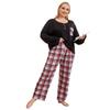 Женские пижамы больших размеров, весенне-осенний и зимний клетчатый свободный домашний костюм с длинными рукавами