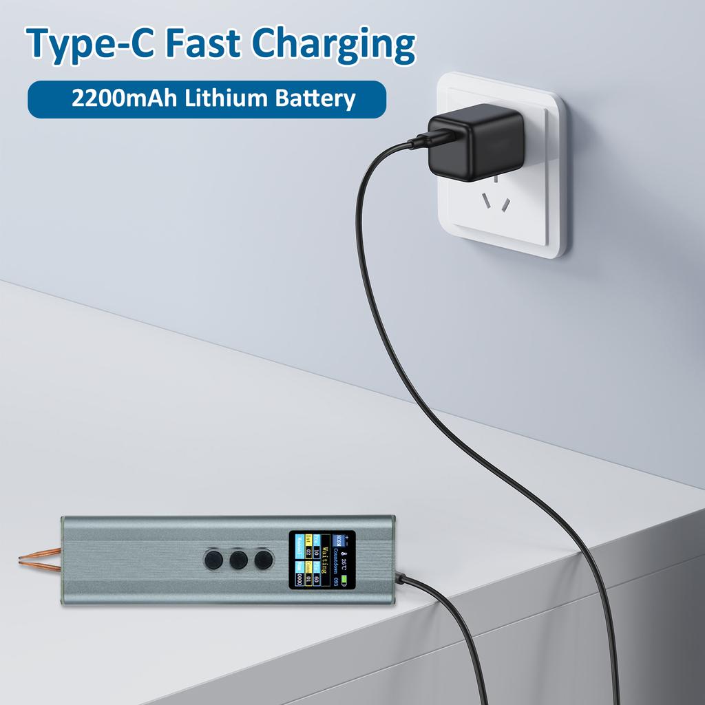 Battery Spot Welder Portable Spot Welder 2200mAh Lithium Battery 1.33inch TFT Color Screen Display