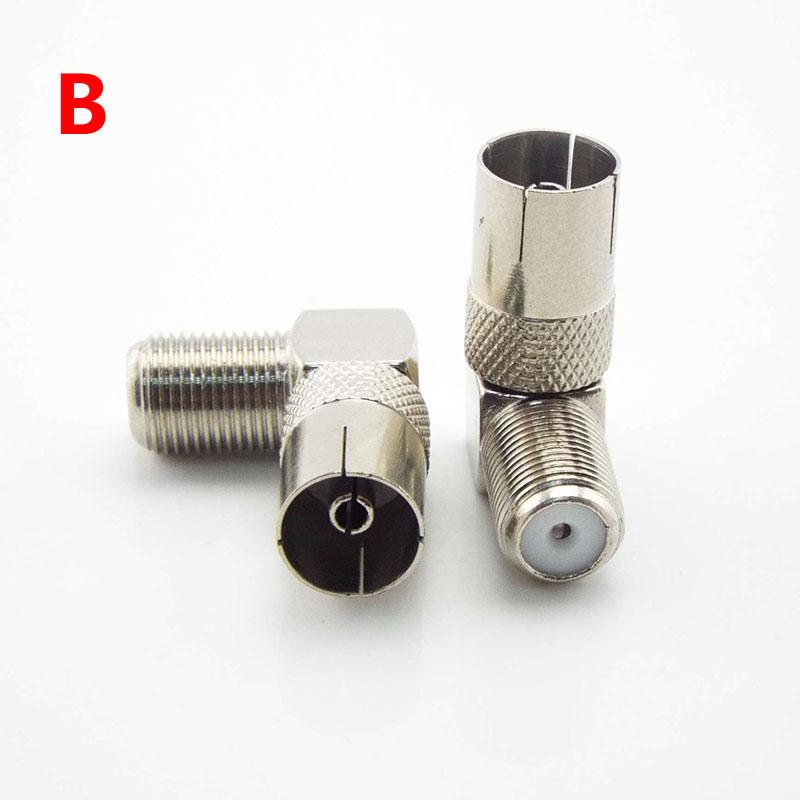 2 шт. RF штекер-мама к телевизору Мужской/гнездовой разъем-адаптер коаксиальный 90 градусов под прямым углом/прямой ТВ/F TV SAT F-TYPE