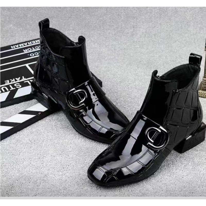 Новые короткие ботинки женские лакированные модные ботинки женская обувь