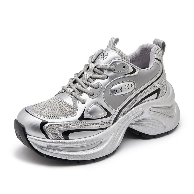 Новая сетчатая дышащая толстая подошва из усиленной кожи, модная легкая повседневная спортивная обувь для женщин, повседневная спортивная обувь, размер 35-40