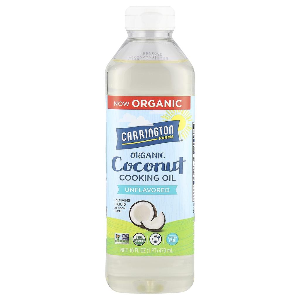 Carrington Farms Organic Coconut Cooking Oil, Unflavored, 16 Fl Oz (473 Ml)