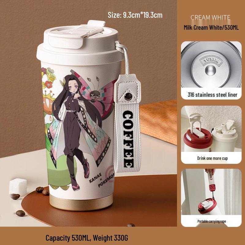 Кружка-термос с трубочкой из нержавеющей стали «Клинок, рассекающий демонов» Агацума Зеницу