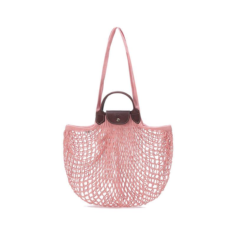Longchamp Le Pliage Filet 38 Solid Handle Mesh Fabric Tote Bag Large Women tote bag Pink 10121HVHP63