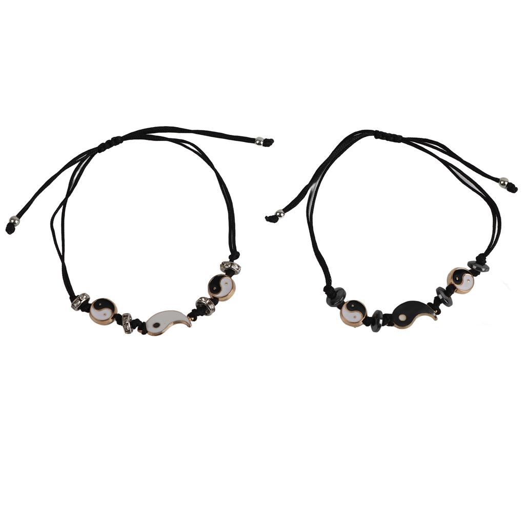 1 пара браслетов Тай Чи, нейлоновый тканый регулируемый браслет Инь Ян пара, декоративный браслет