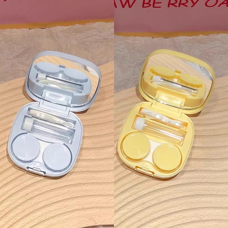 Компактный минималистичный контейнер для контактных линз с зеркалом - Герметичное хранение для цветных линз, Идеально для студентов