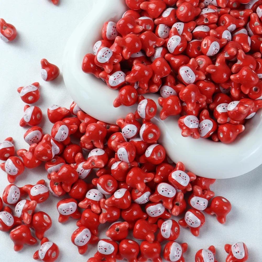10Pcs Ceramic Colorful Chinchillas Ceramic Beads Rabbit Rabbit Shape Porcelain Bead Jewelry Making