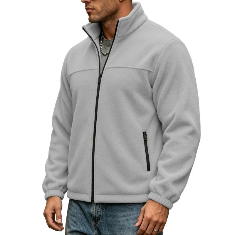 Men S Casual Fleece Lined Stand Collar Zip Up Sweatshirt