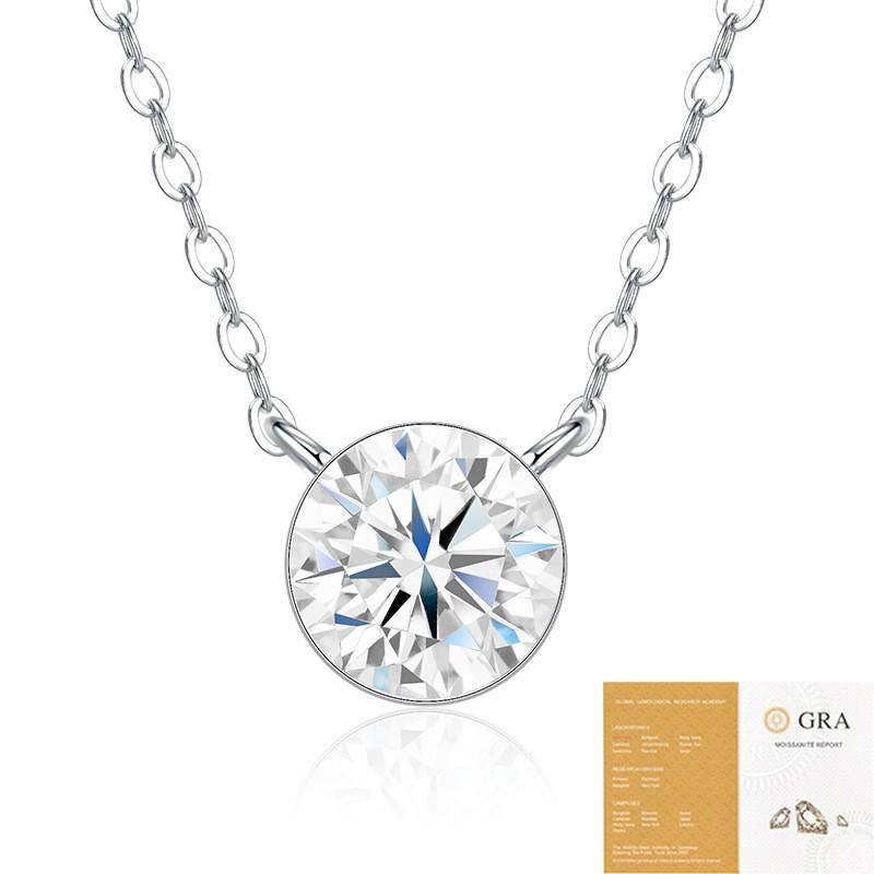 Fashion Simple Moissanite Necklace Hypoallergenic Clavicle Chain Light Luxury Jewelry Women