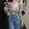 Sheer Knit Sweater With Hollow Out Pattern For Autumn Casual Wear