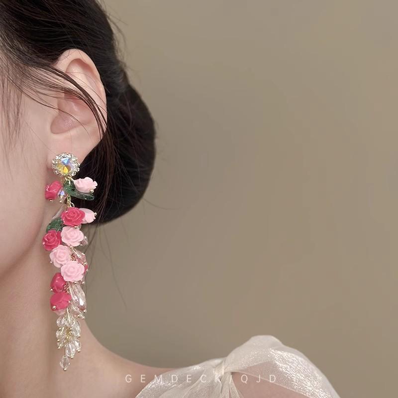 Роскошные европейские и американские серьги-пусеты с бриллиантовой кисточкой для вечеров и вечеринок