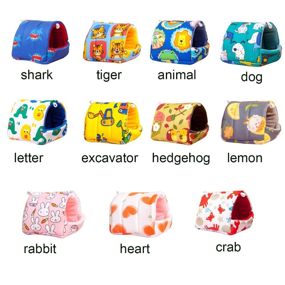 Warm Hamster Cotton Nest Cartoon Print Winter Hamster House Hanging Hamster Nest  Winter