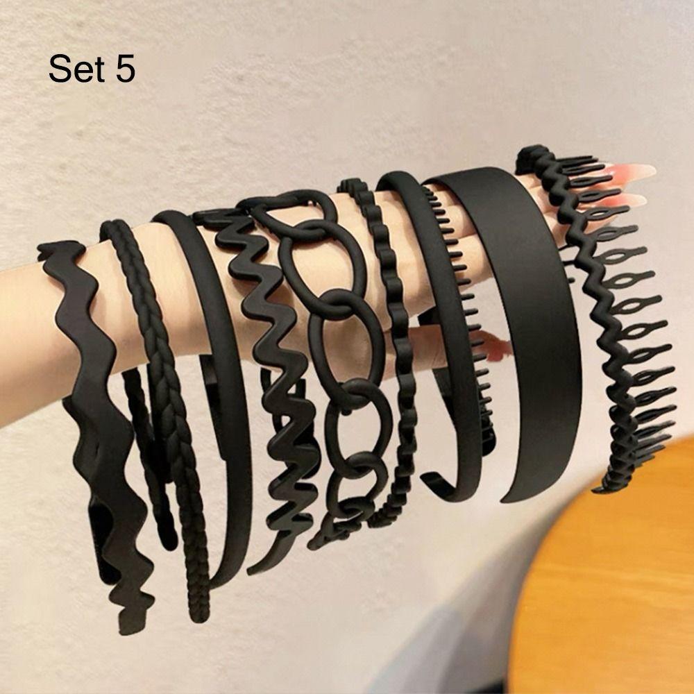8Pcs Unisex Wavy Non-slip Hair Hoop Set Combing Hairbands Set Head Hoop Teeth Head Bands